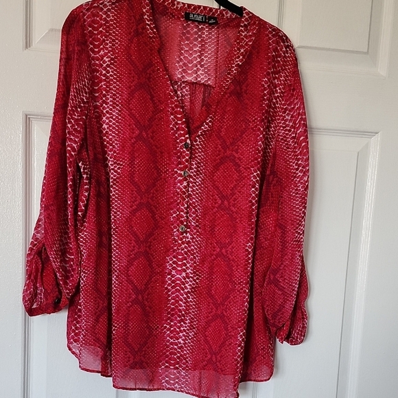 a.n.a Tops - a.n.a. Red Relaxed 3/4 Sleeve Blouse